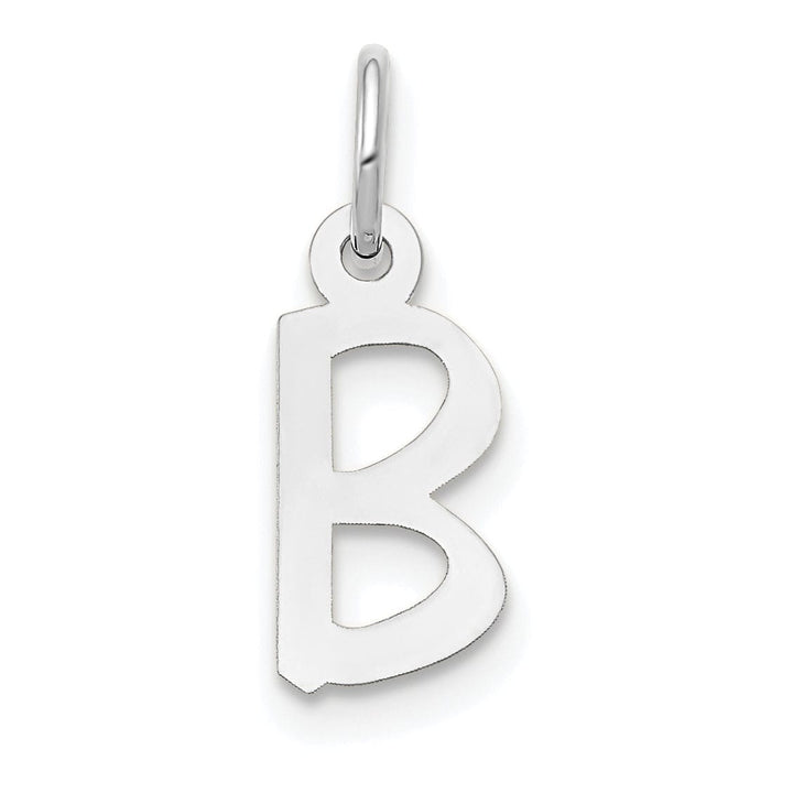 14k White Gold Small Slanted Block Letter B Initial Pendant