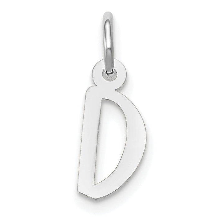14k White Gold Small Slanted Block Letter D Initial Pendant
