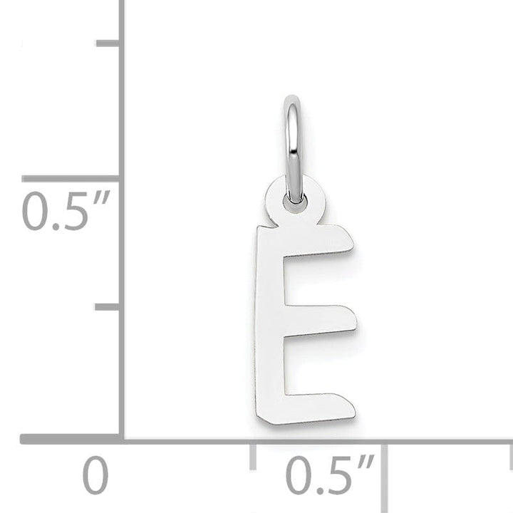 14k White Gold Small Slanted Block Letter E Initial Pendant