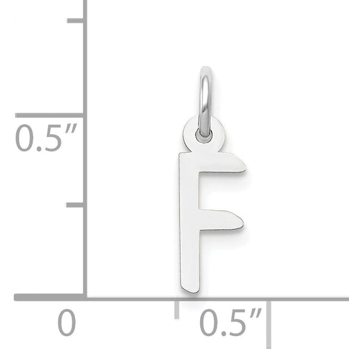 14k White Gold Small Slanted Block Letter F Initial Pendant