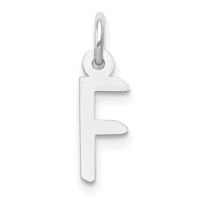 14k White Gold Small Slanted Block Letter F Initial Pendant