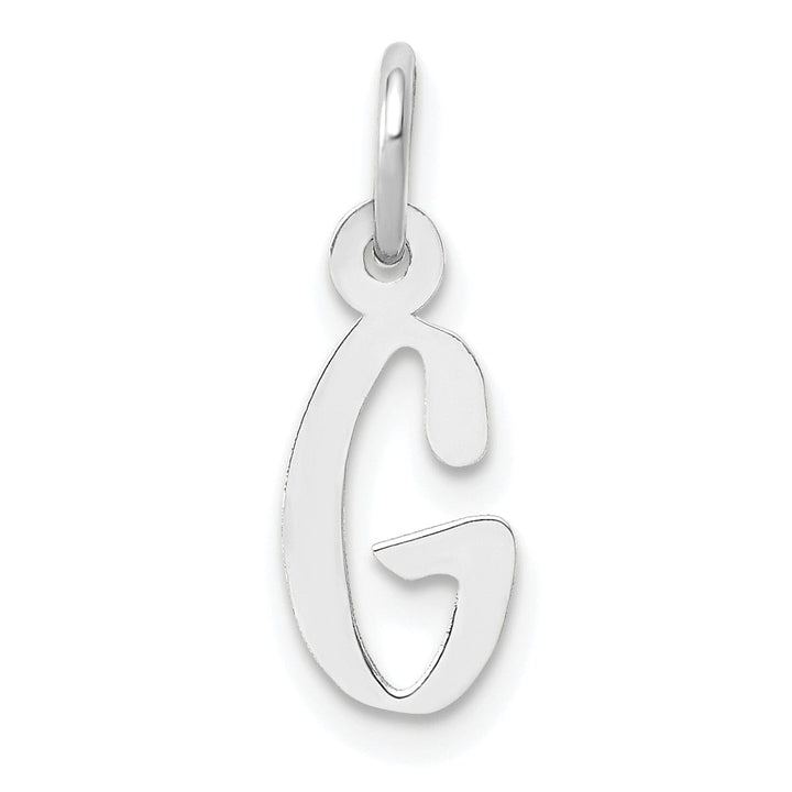 14k White Gold Small Slanted Block Letter G Initial Pendant