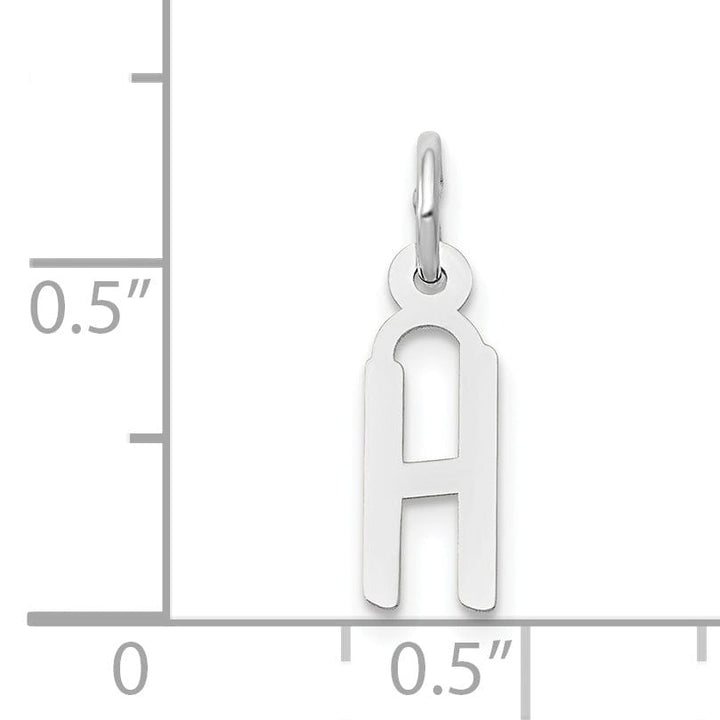 14k White Gold Small Slanted Block Letter H Initial Pendant