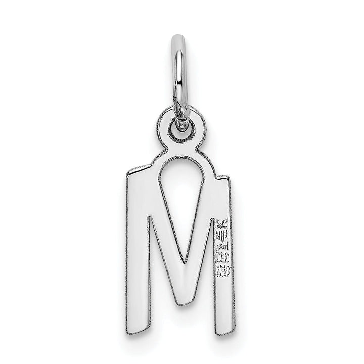 14k White Gold Small Slanted Block Letter M Initial Pendant