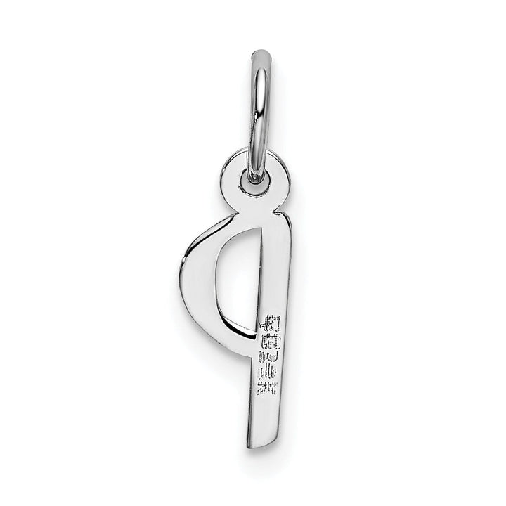 14k White Gold Small Slanted Block Letter P Initial Pendant