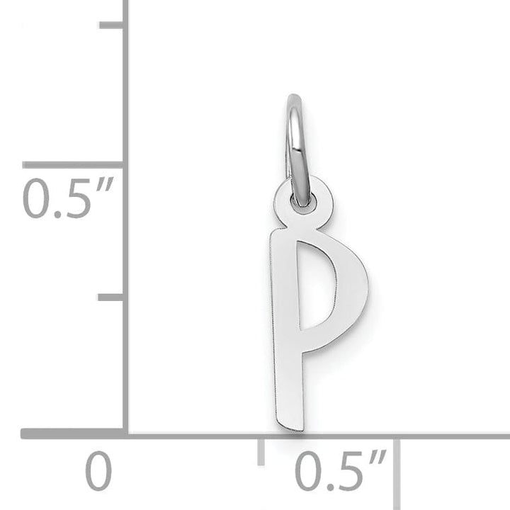 14k White Gold Small Slanted Block Letter P Initial Pendant