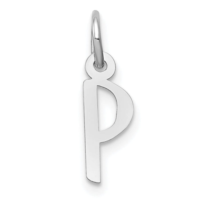 14k White Gold Small Slanted Block Letter P Initial Pendant