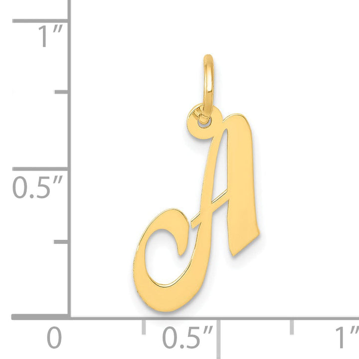 14K Yellow Gold Small Size Fancy Script Letter A Initial Pendant