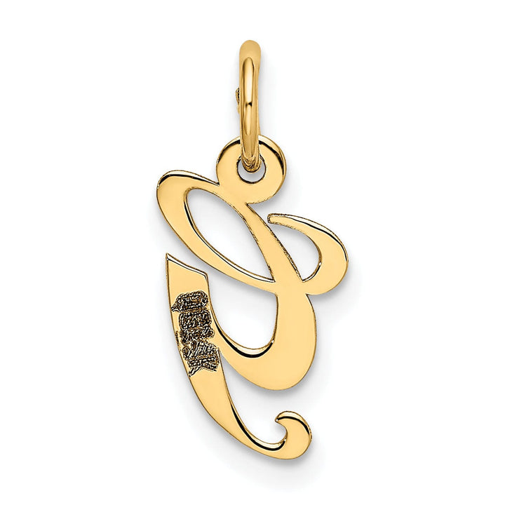 14K Yellow Gold Small Size Fancy Script Letter G Initial Pendant