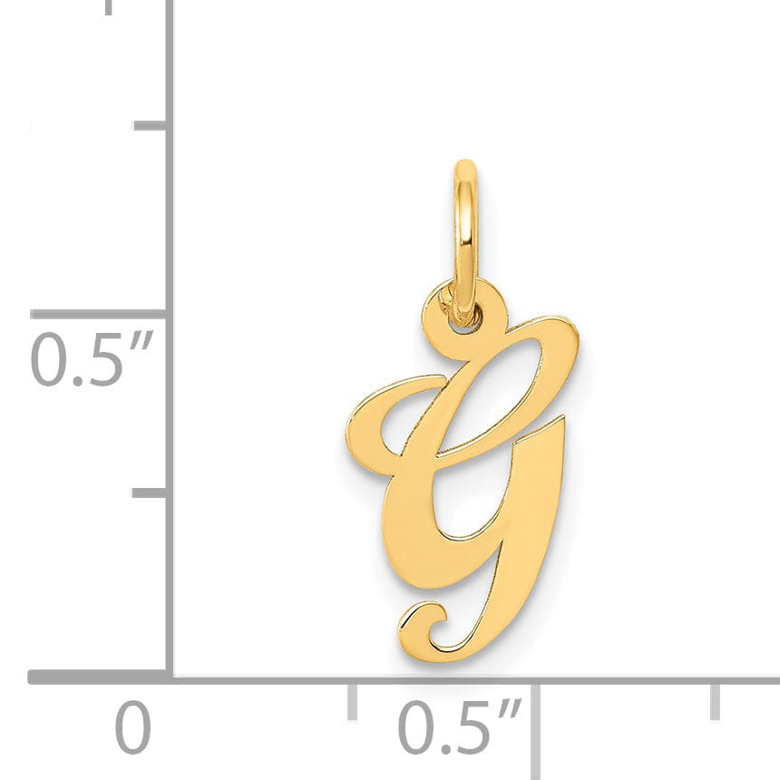 14K Yellow Gold Small Size Fancy Script Letter G Initial Pendant