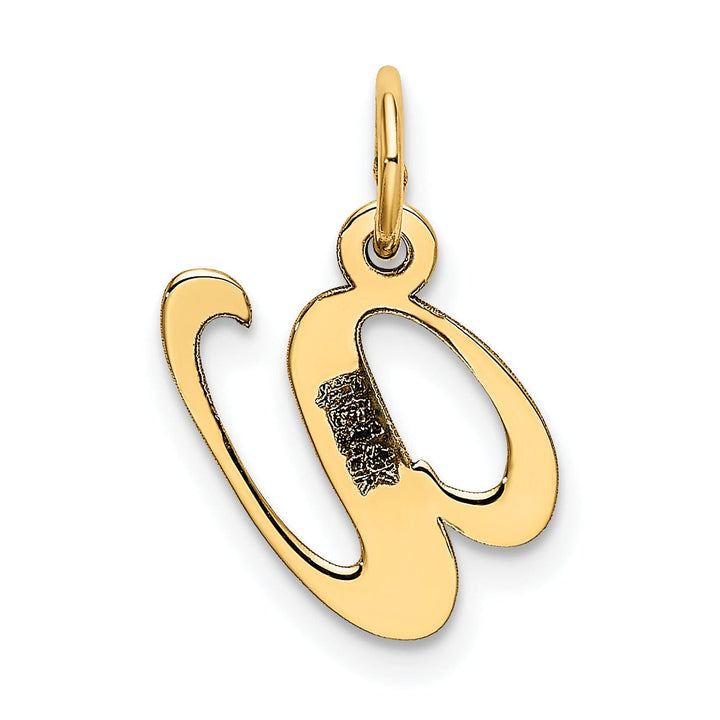 14K Yellow Gold Small Size Fancy Script Letter V Initial Pendant