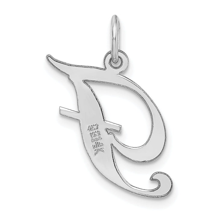 14K White Gold Medium Size Fancy Script Design Letter F Initial Pendant