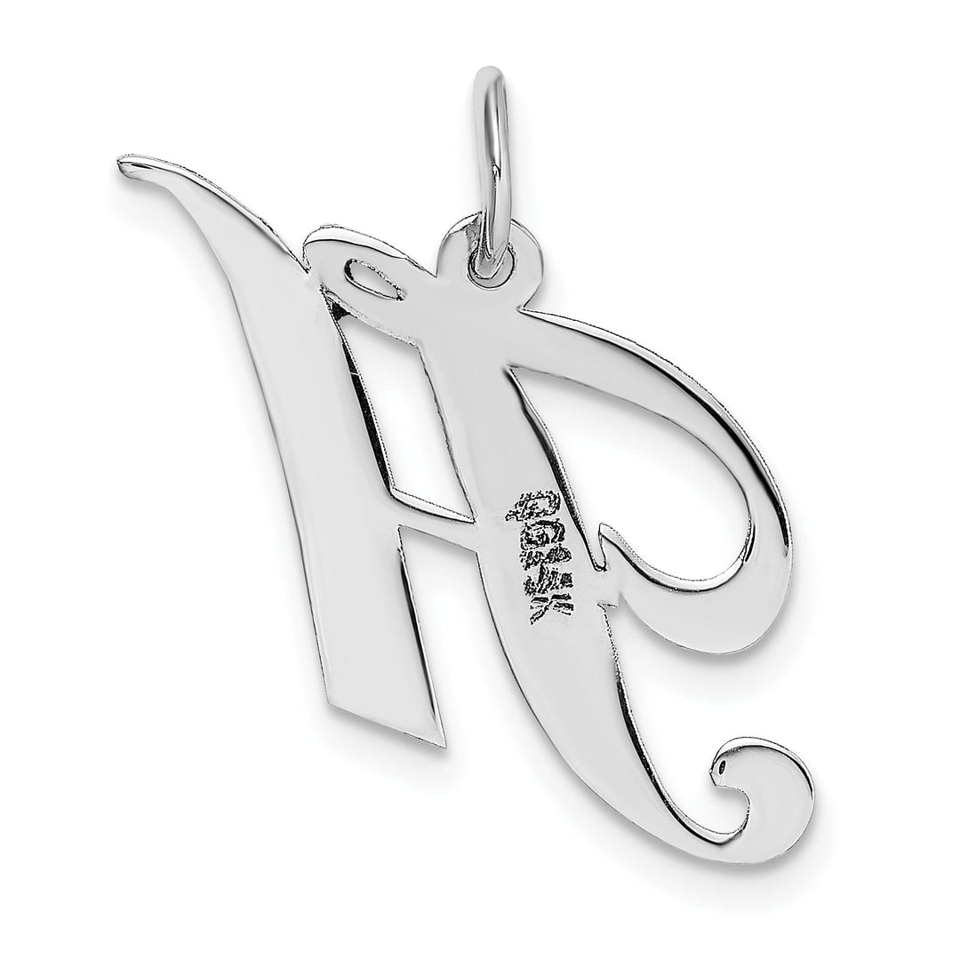 14K White Gold Medium Size Fancy Script Design Letter H Initial Pendant