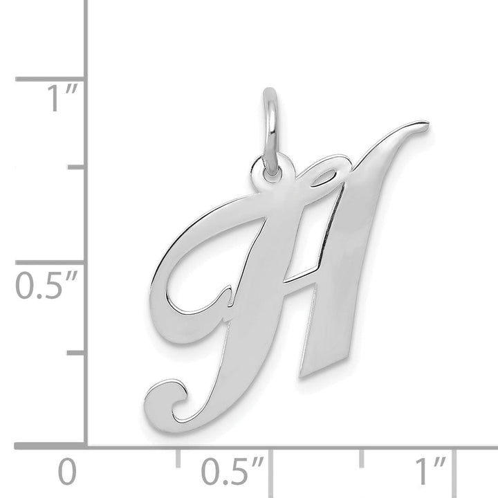 14K White Gold Medium Size Fancy Script Design Letter H Initial Pendant