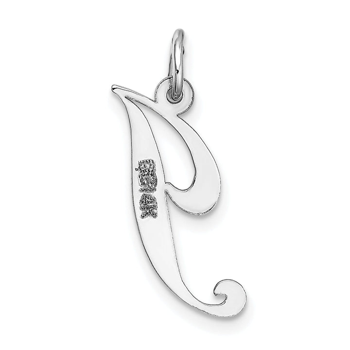 14K White Gold Medium Size Fancy Script Design Letter J Initial Pendant