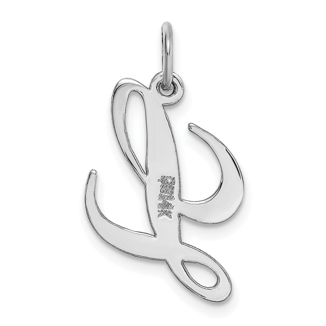 14K White Gold Medium Size Fancy Script Design Letter L Initial Pendant