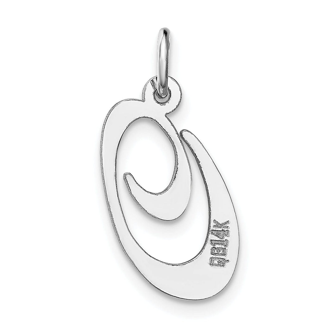 14K White Gold Medium Size Fancy Script Design Letter O Initial Pendant