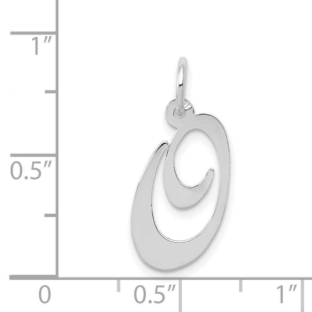 14K White Gold Medium Size Fancy Script Design Letter O Initial Pendant