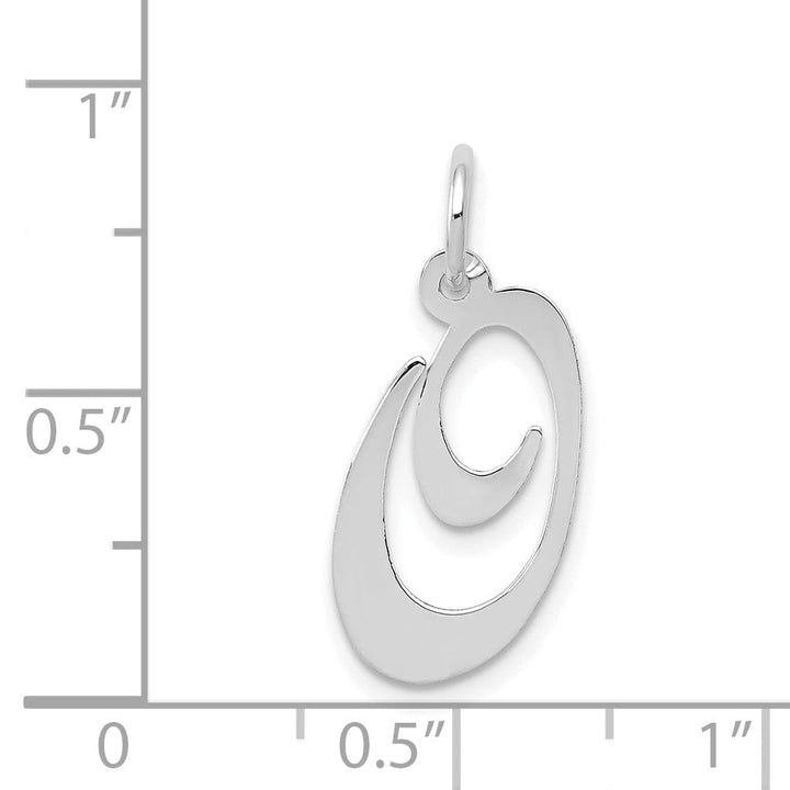 14K White Gold Medium Size Fancy Script Design Letter O Initial Pendant