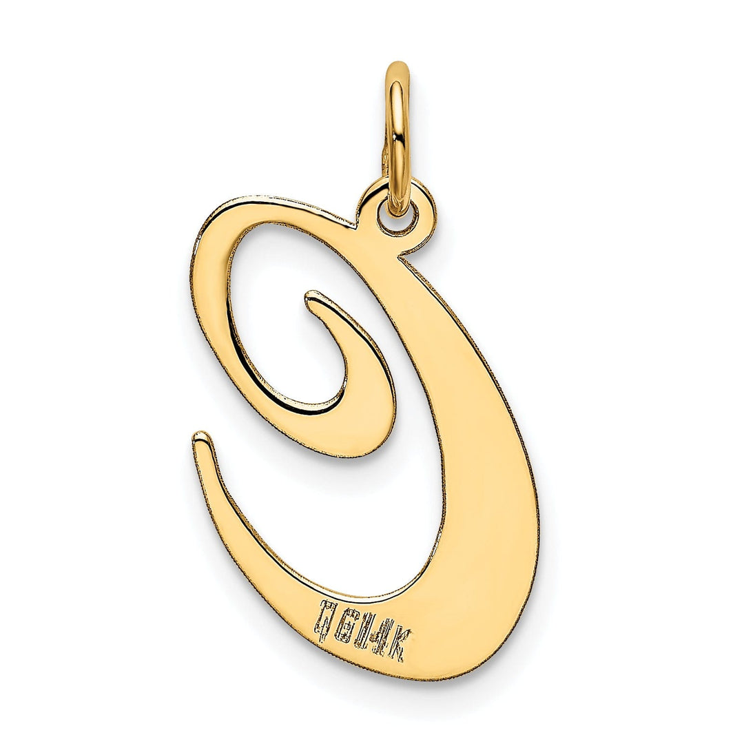 14K Yellow Gold Large Size Fancy Script Letter C Initial Charm Pendant