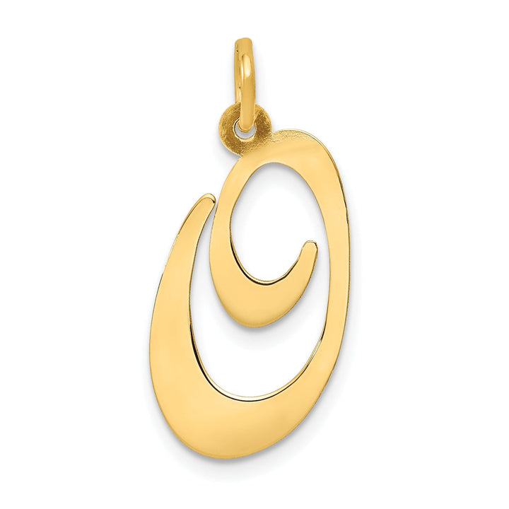 14K Yellow Gold Large Size Fancy Script Letter O Initial Charm Pendant