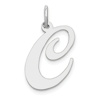 14K White Gold Large Size Fancy Script Letter C Initial Charm Pendant at $ 79.31 only from Jewelryshopping.com