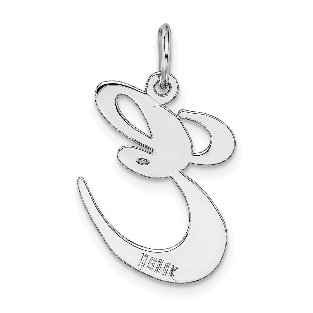 14K White Gold Large Size Fancy Script Letter E Initial Charm Pendant