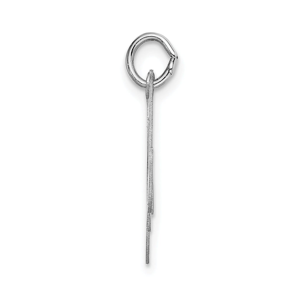 14K White Gold Large Size Fancy Script Letter M Initial Charm Pendant