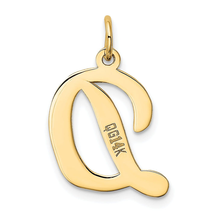 14K Yellow Gold Large Size Fancy Script Design Letter D Initial Pendant