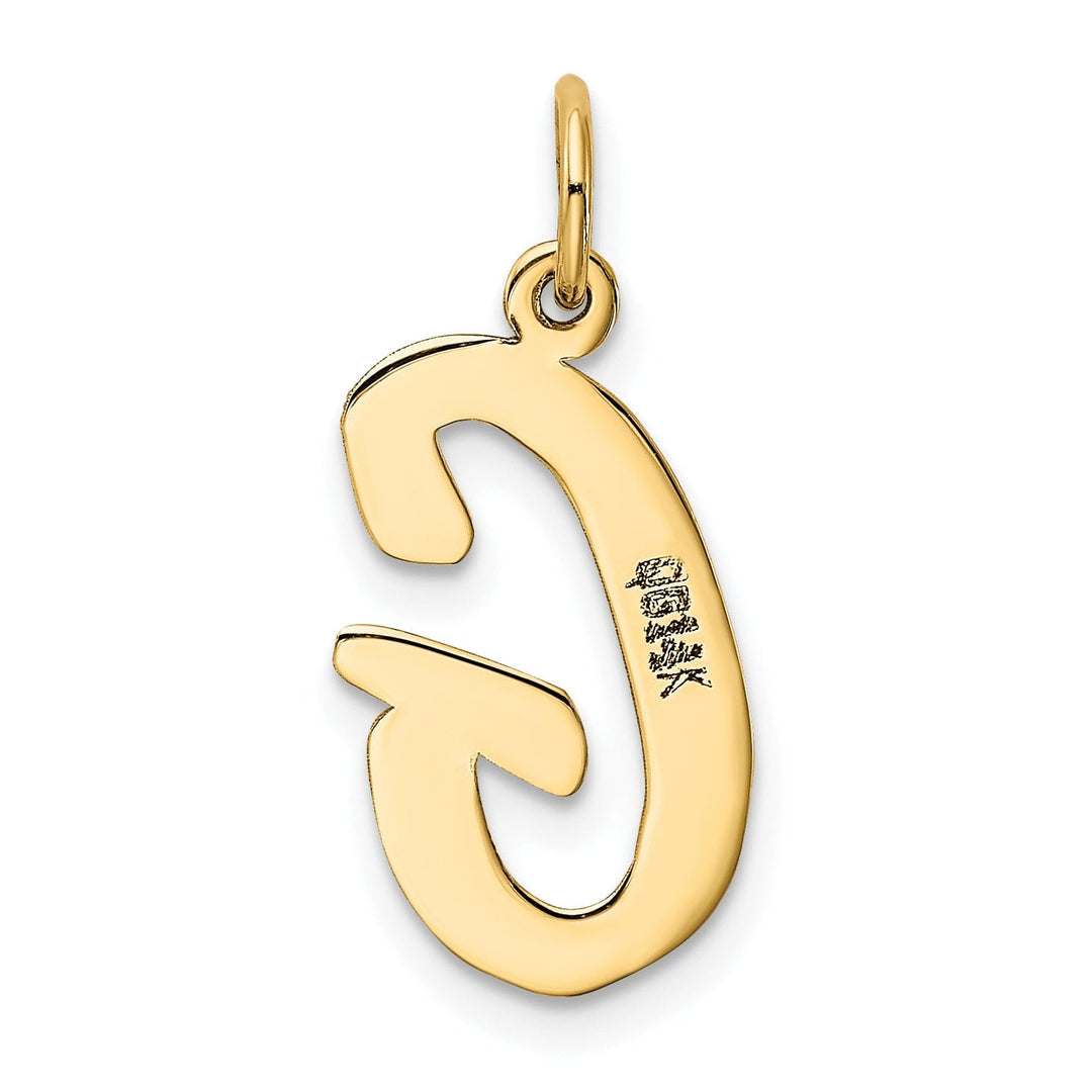 14K Yellow Gold Large Size Fancy Script Design Letter G Initial Pendant