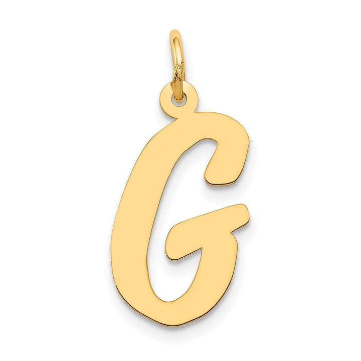 14K Yellow Gold Large Size Fancy Script Design Letter G Initial Pendant