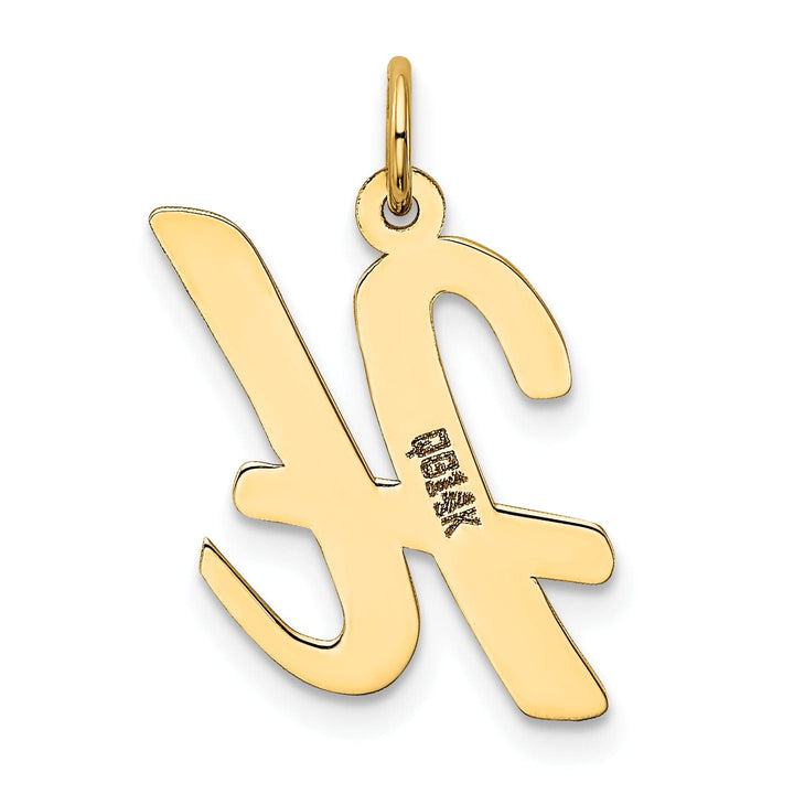 14K Yellow Gold Large Size Fancy Script Design Letter H Initial Pendant