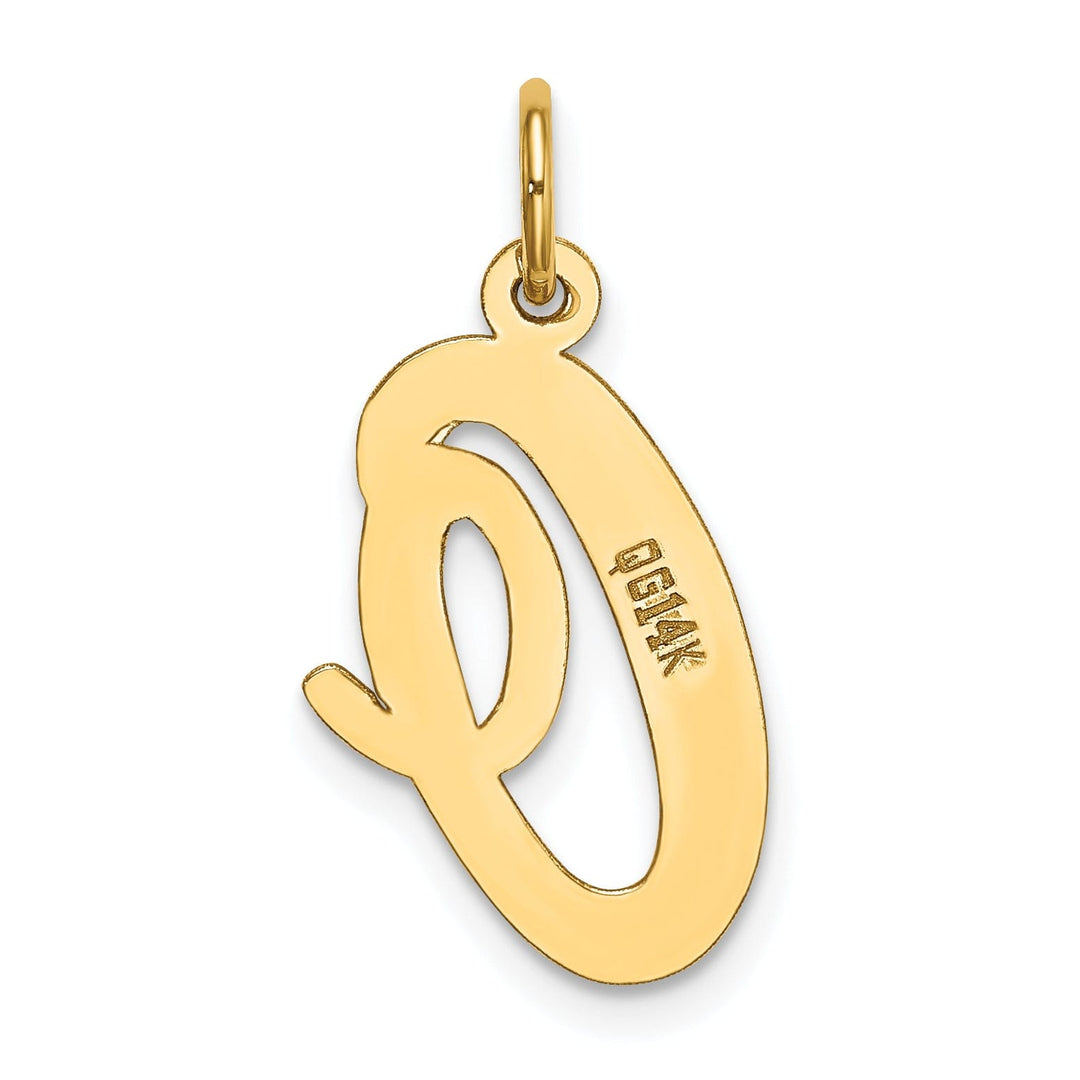 14K Yellow Gold Large Size Fancy Script Design Letter O Initial Pendant