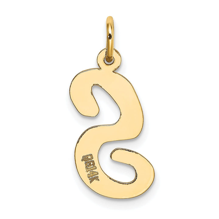 14K Yellow Gold Large Size Fancy Script Design Letter S Initial Pendant