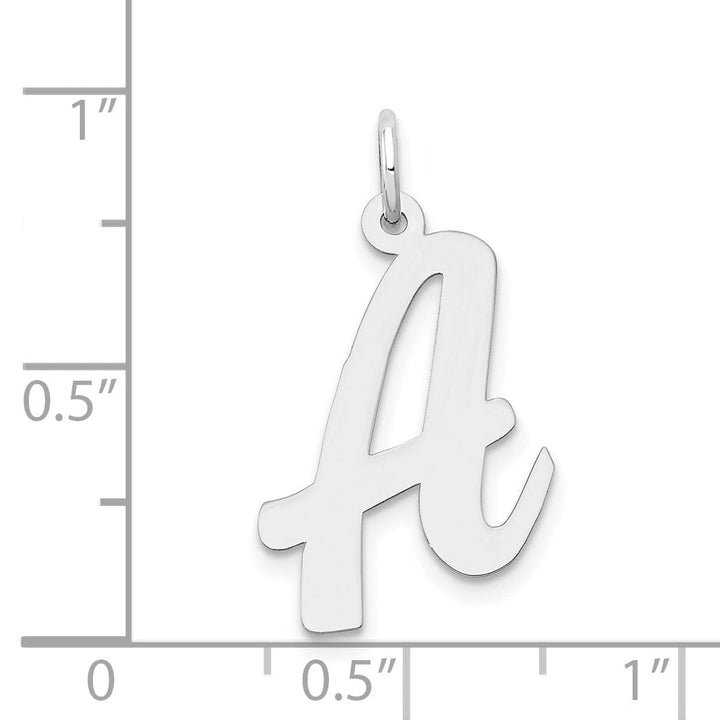 14K White Gold Large Size Fancy Script Design Letter A Initial Pendant