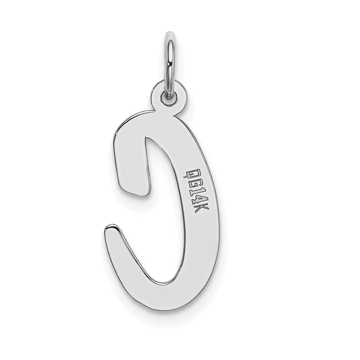 14K White Gold Large Size Fancy Script Design Letter C Initial Pendant