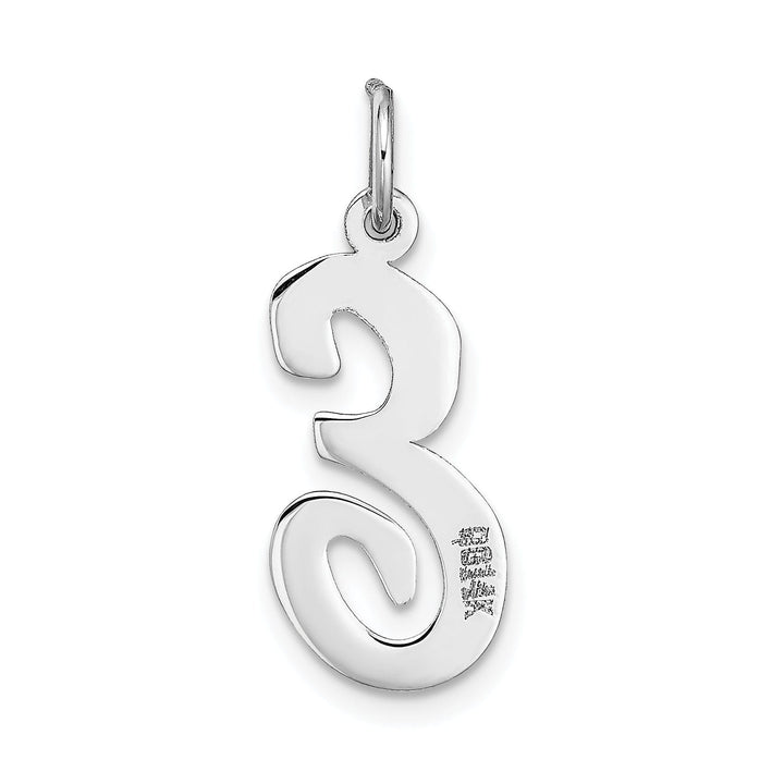 14K White Gold Large Size Fancy Script Design Letter E Initial Pendant