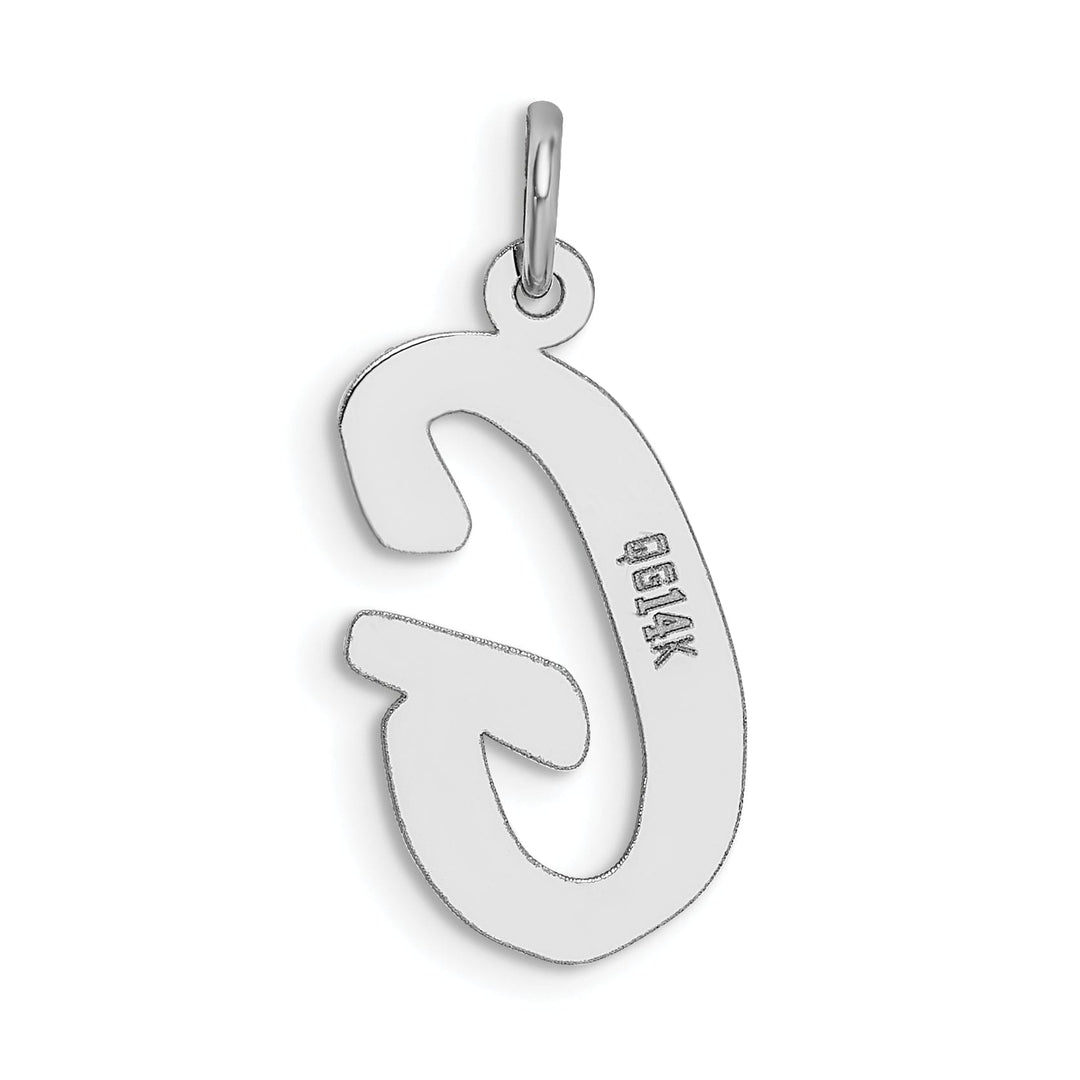 14K White Gold Large Size Fancy Script Design Letter G Initial Pendant