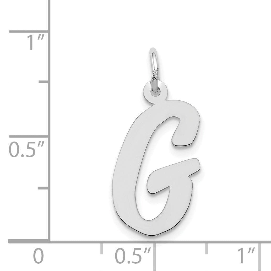 14K White Gold Large Size Fancy Script Design Letter G Initial Pendant