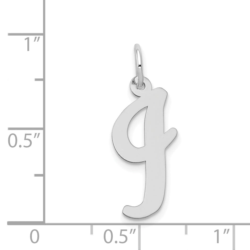 14K White Gold Large Size Fancy Script Design Letter I Initial Pendant