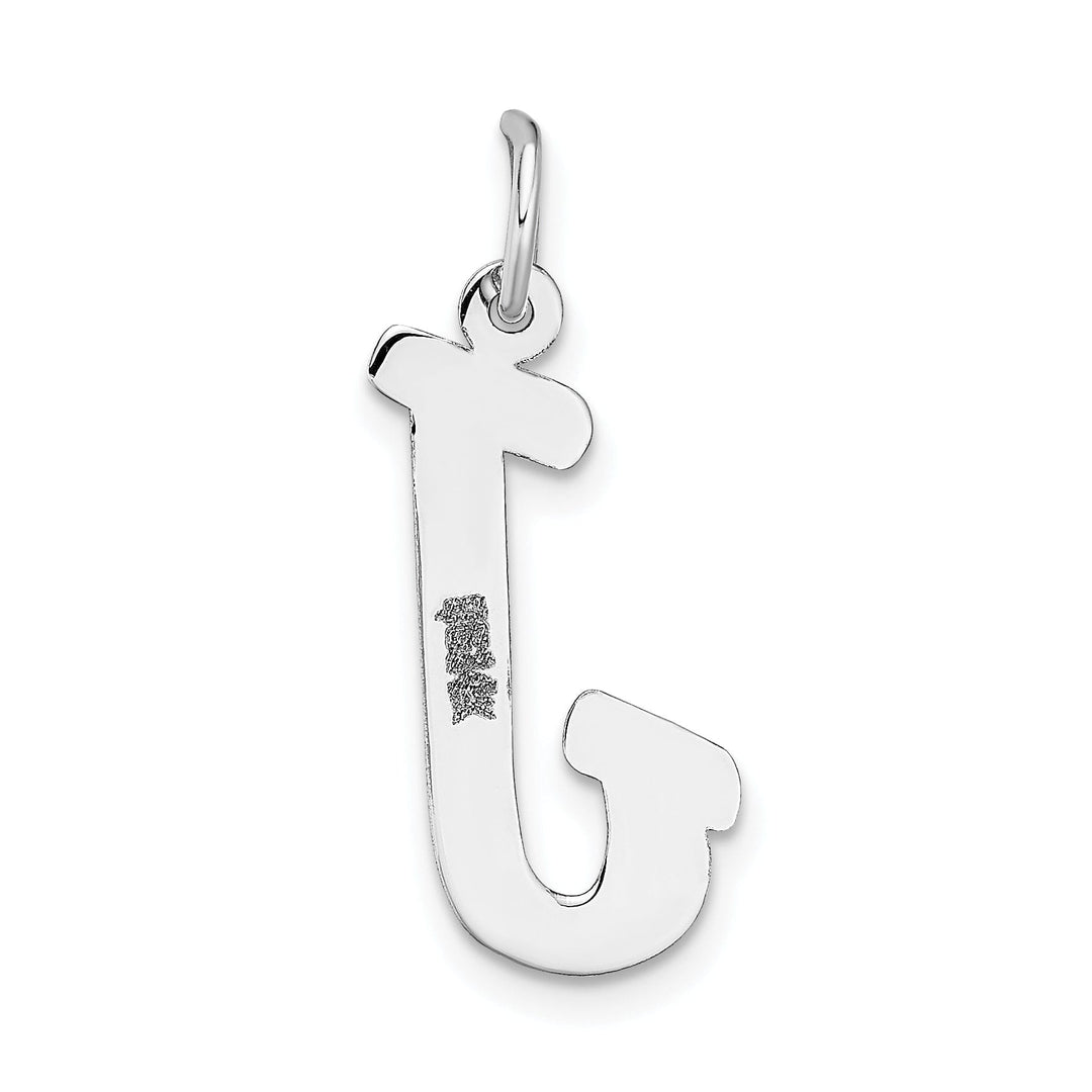 14K White Gold Large Size Fancy Script Design Letter J Initial Pendant