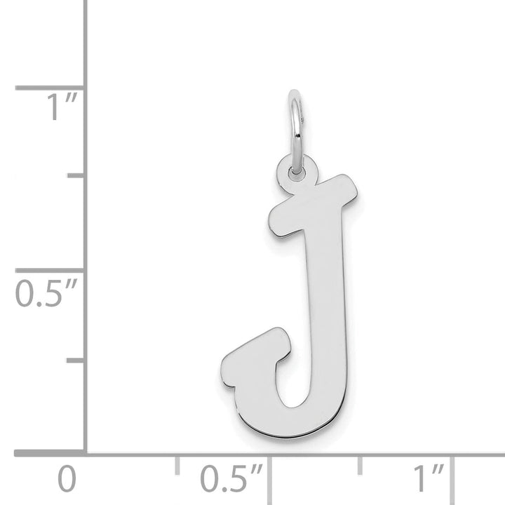 14K White Gold Large Size Fancy Script Design Letter J Initial Pendant