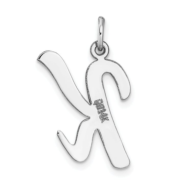 14K White Gold Large Size Fancy Script Design Letter K Initial Pendant