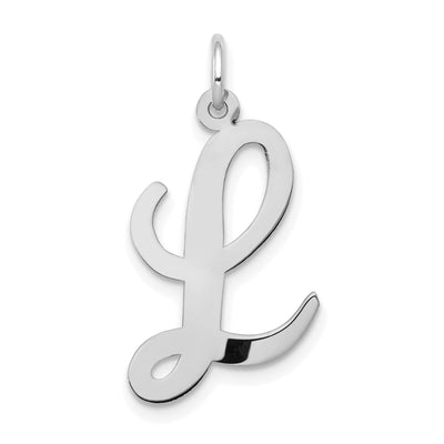 14K White Gold Large Size Fancy Script Design Letter L Initial Pendant at $ 79.1 only from Jewelryshopping.com
