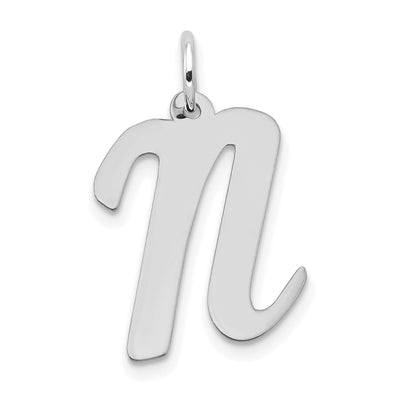 14K White Gold Large Size Fancy Script Design Letter N Initial Pendant at $ 79.14 only from Jewelryshopping.com