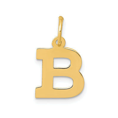 14k Yellow Gold Small Block Design Letter B Initial Pendant