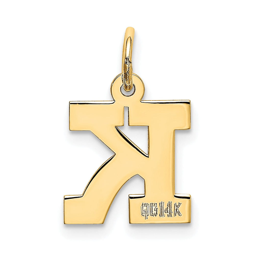 14k Yellow Gold Small Block Design Letter K Initial Pendant