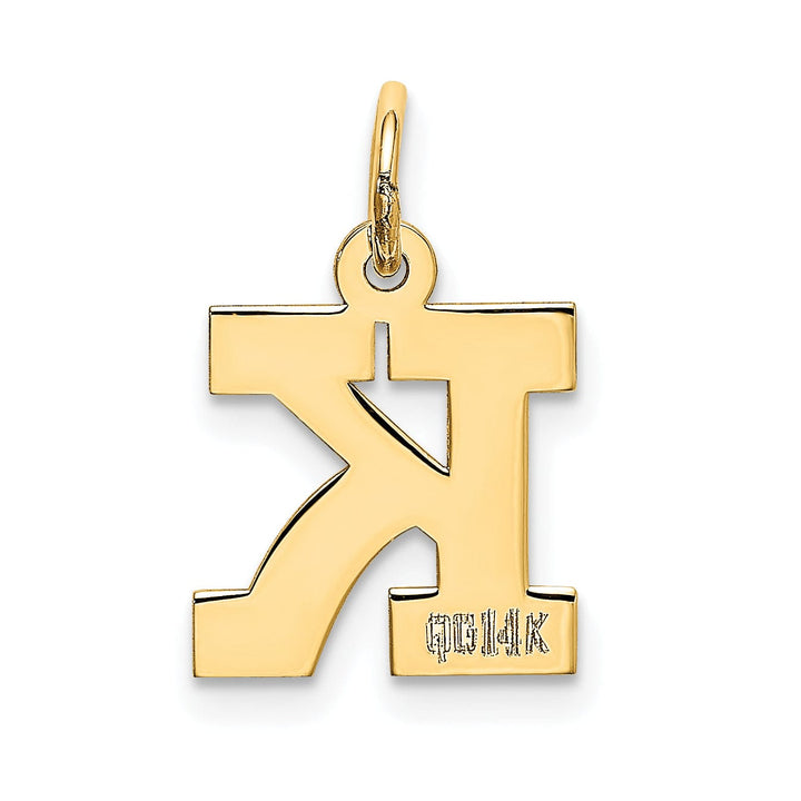 14k Yellow Gold Small Block Design Letter K Initial Pendant