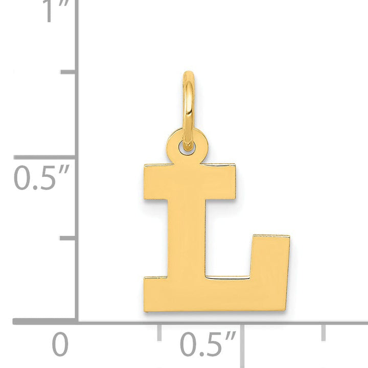 14k Yellow Gold Small Block Design Letter L Initial Pendant