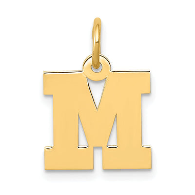 14k Yellow Gold Small Block Design Letter M Initial Pendant